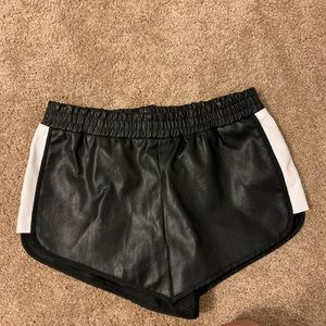 Black and white leather shorts
